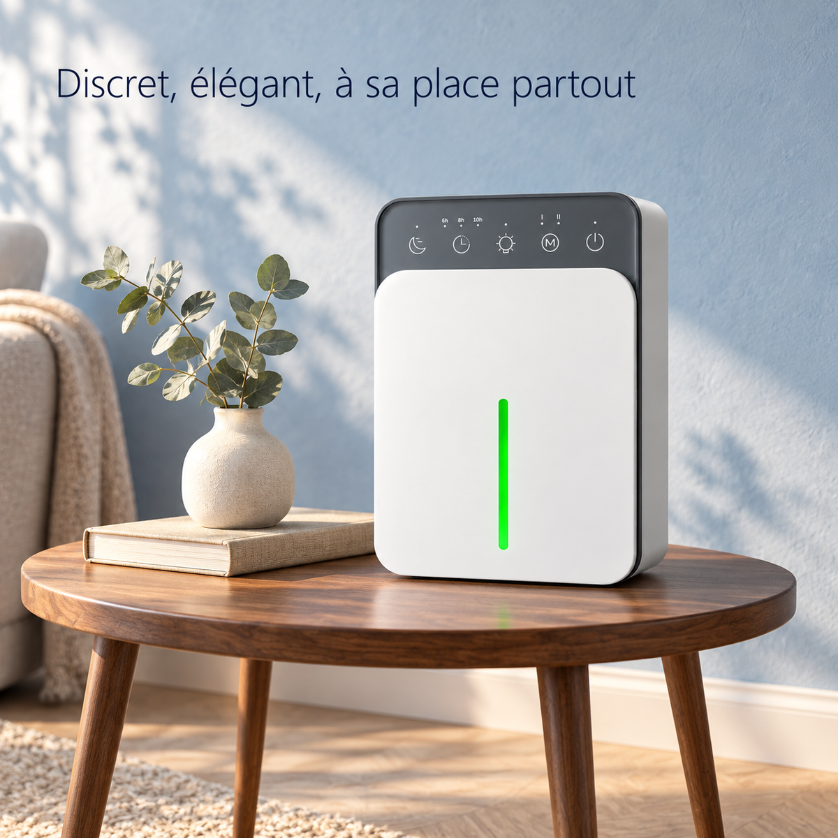 Déshumidificateur Compact 1,5 L – Silencieux & Veilleuse LED