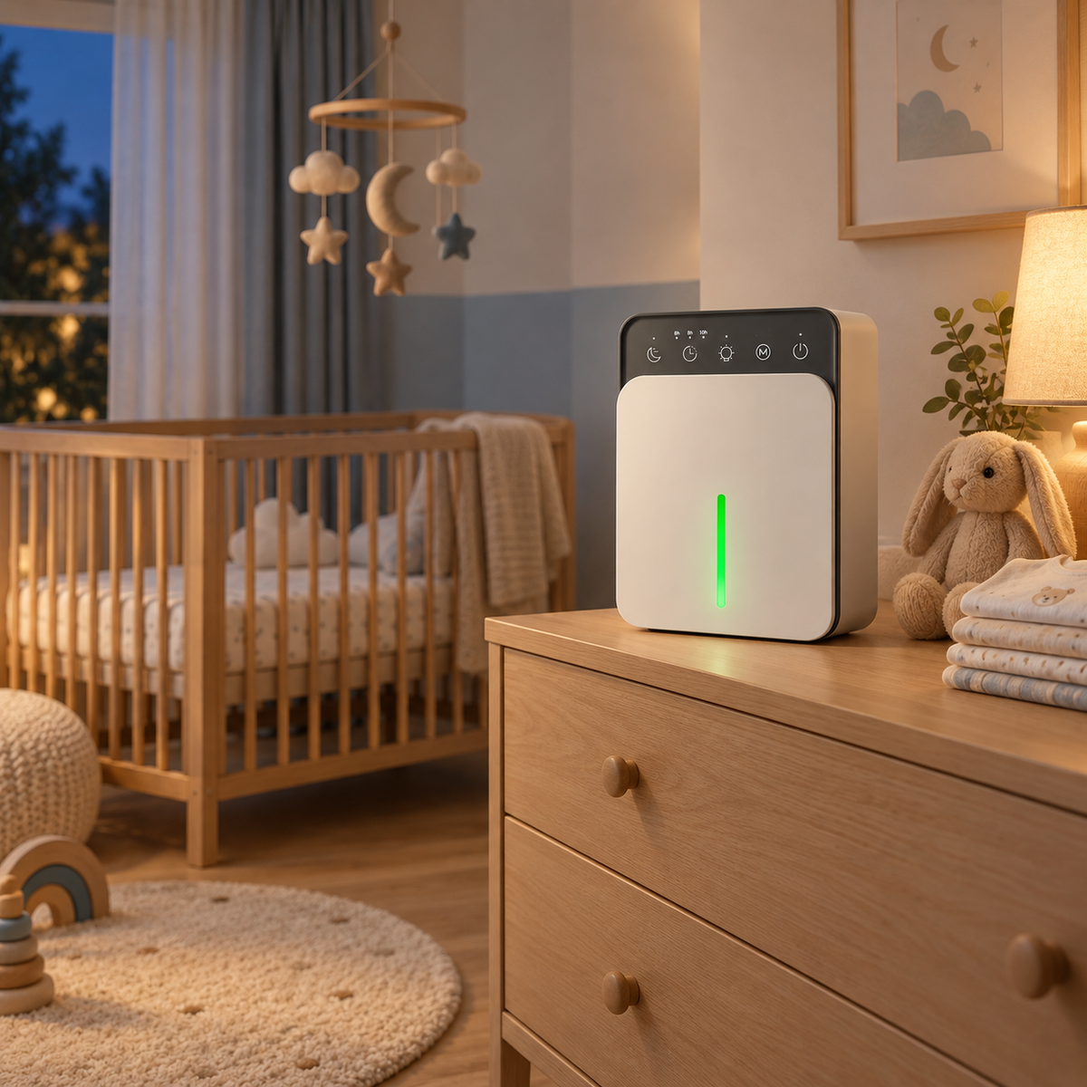 Déshumidificateur Compact 1,5 L – Silencieux & Veilleuse LED