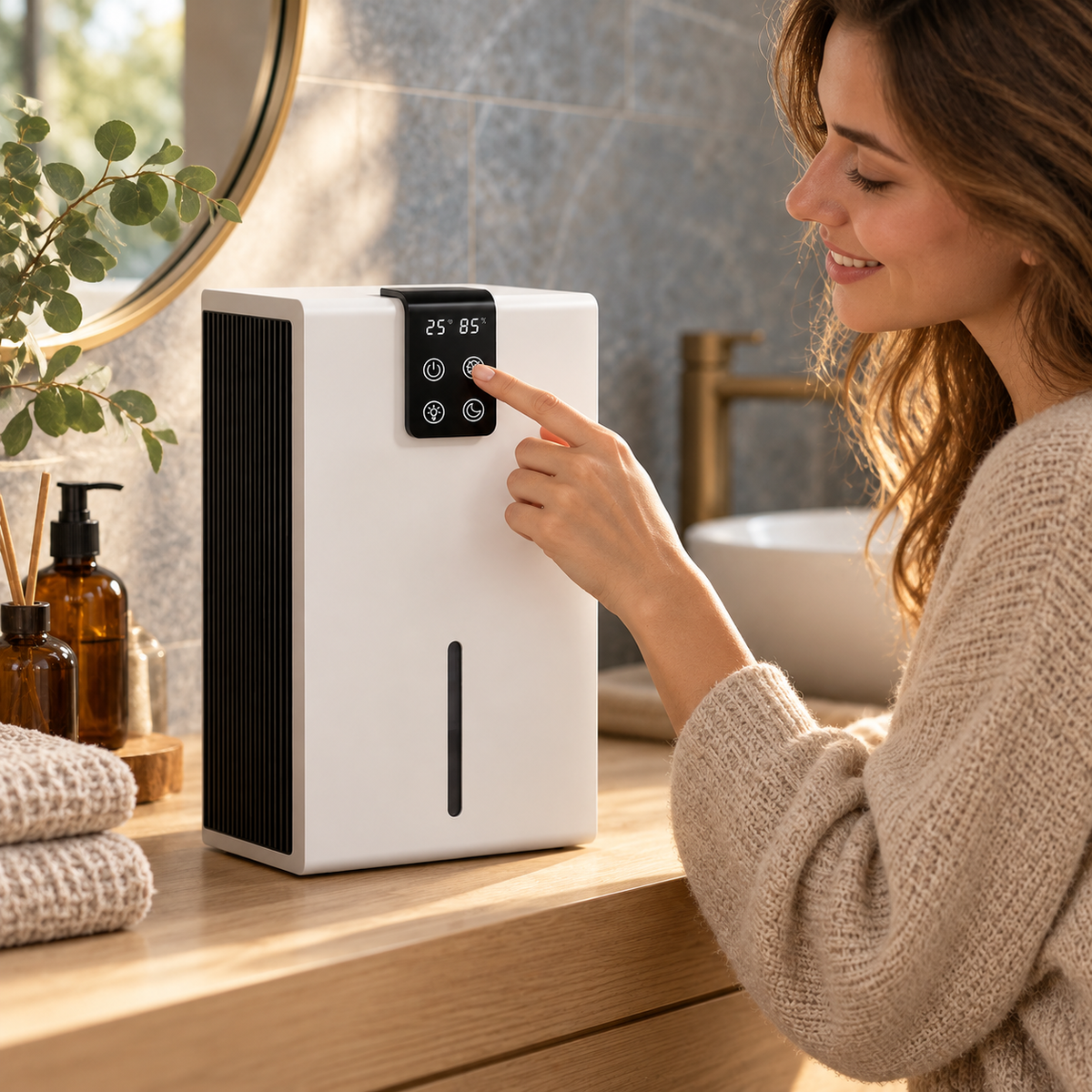 Déshumidificateur Réservoir 2,8 L – Veilleuse RGB & Arrêt Automatique