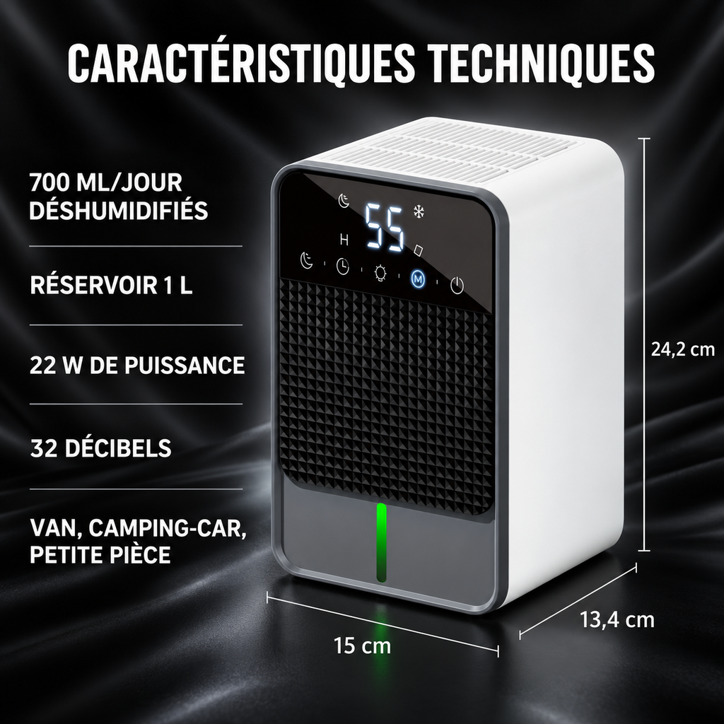 Déshumidificateur Van & Petits Espaces – Écran Humidité