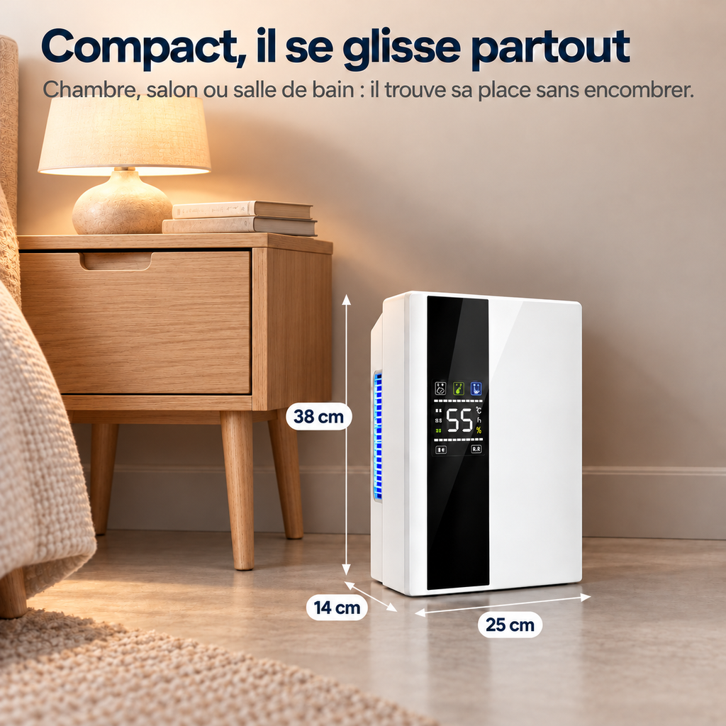 Déshumidificateur 2-en-1 Silencieux – Purificateur d'Air & Télécommande